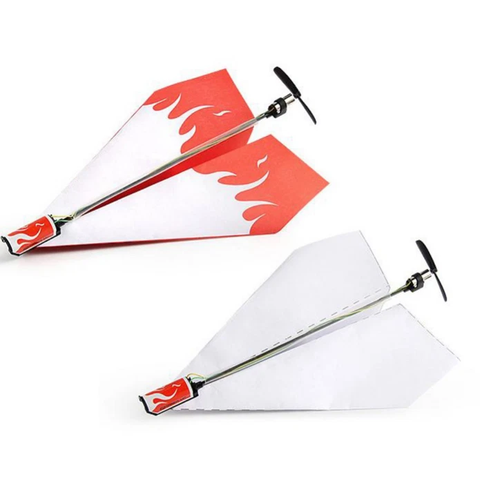 Airplane Rc Folding Paper Model DIY Motor Power Red Rc Plane Power Kids Boy Toy - Image 2 of 3