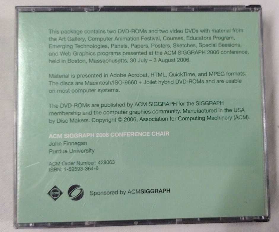 ACM Siggraph 2006 Full Conference DVD-ROM 4 Discs Computer 