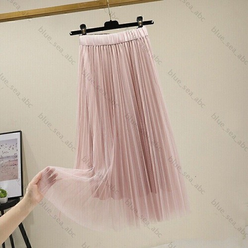 Damen Netz Rock Tüll Tutu Mehrlagig A-Linie Plissee Prinzessin Midi Schier Somm! - Bild 6 von 16