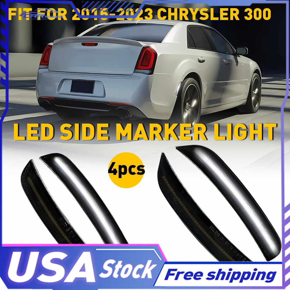 Smoked LED Front Rear Side Marker Lights for 2015-2023 Chrysler 300 300S 300C