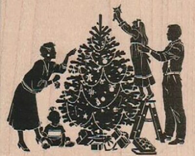 Mounted Rubber Stamp, Decorating The Tree, Family Christmas, Christmas Tree