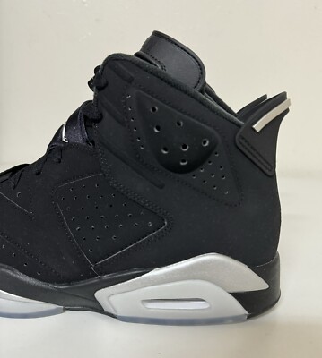 Nike Air Jordan 6 Retro Chrome Mens Sz 11.5 Black Metallic Silver