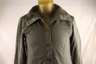 ROXY WOMAN'S BUTTON UP P-COAT/JACKET W/FAUX FUR LINED COLLAR size XL/X-Large