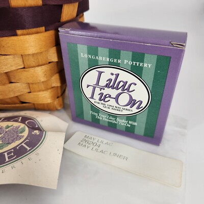 Longaberger 1994 May Series Lilac Basket+Prot+Liner+Tie On+Cards