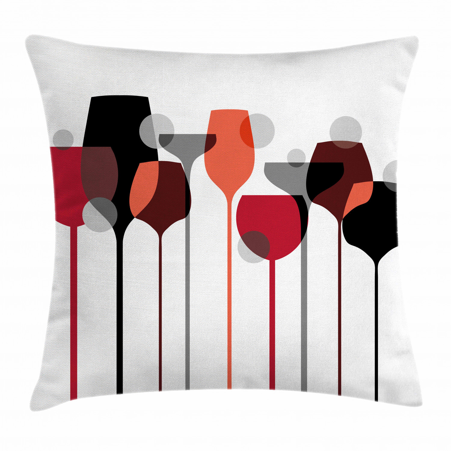 Abstract Wine Glasses Stylized 16-Inch Square Cushion Pillow Case Cover