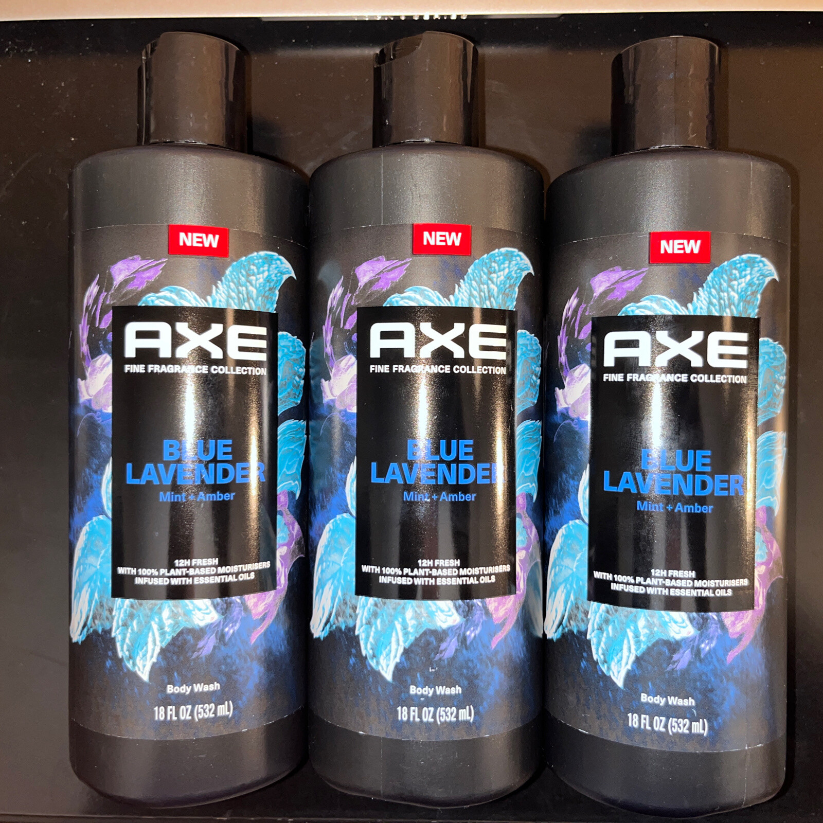 3Axe Fine Fragrance Collection Men's Liquid Body Wash Blue Lavender 18