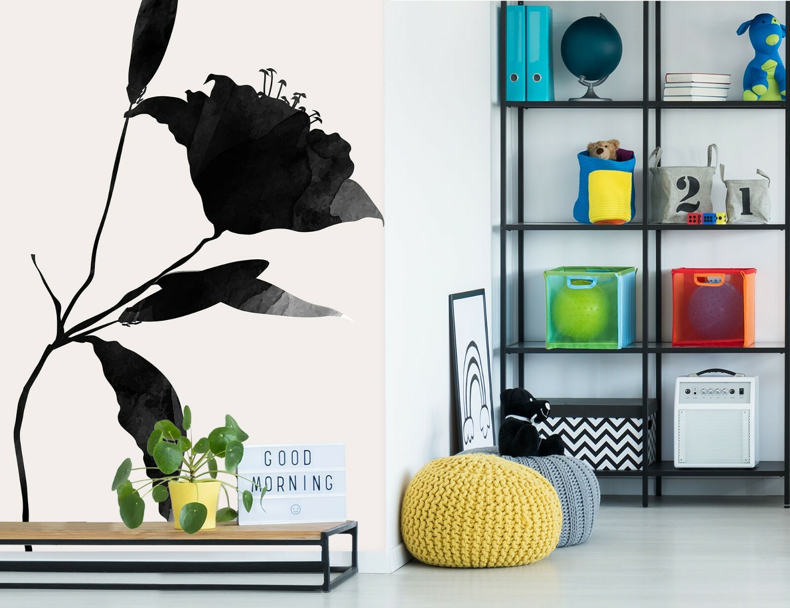 3D Black Ink Flower O290 Wallpaper Wall Mural Self-adhesive Boris Drasch Fay