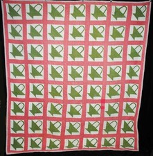 Vintage Patchwork Basket Quilt, 1940's Cotton 86" x 78''