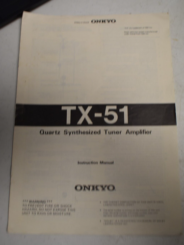 Original Onkyo TX-51 Quartz Synthesized Tuner Amplifier Instruction Manual - 第 1/2 張圖片