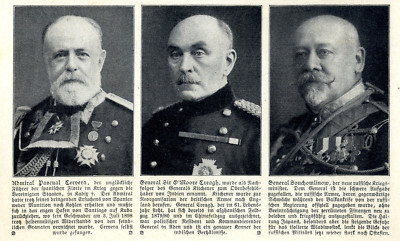 Admiral Pascual Cervera General Sir O`Morre Creagh Indien Gen. Souchomlinow 1909