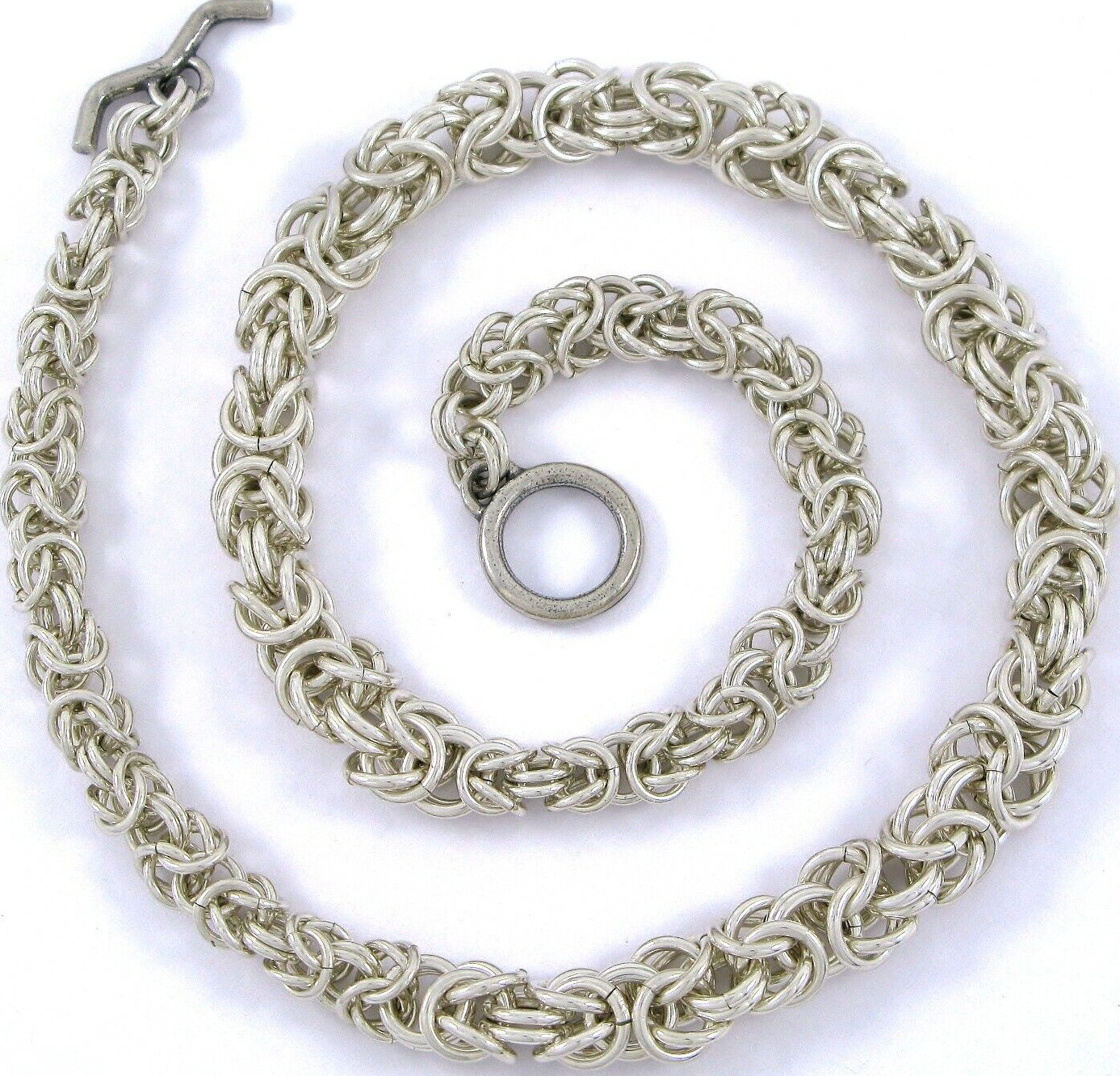 Solid Sterling Silver 925 18" Byzantine Chain Nec… - image 5