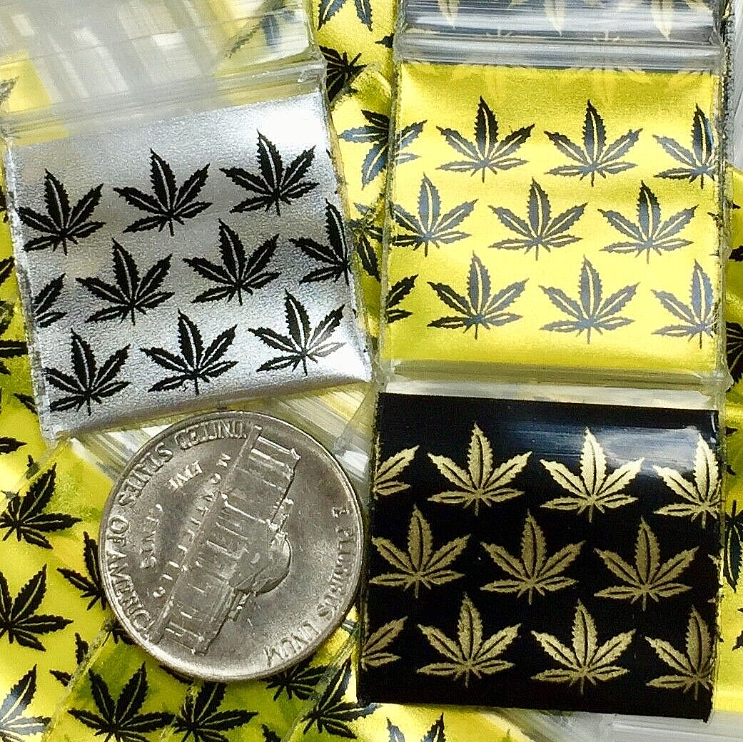 100 Mini Zip Seal Bags 1"x1" - Metallic Printed "Cash Only" Design, 3 Mil Thick, Multi-Color 3 thumbnail image