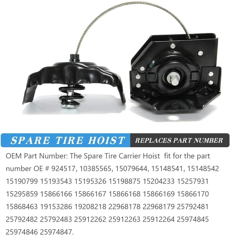 Conjunto de guincho de pneu sobressalente guincho transportador compatível com GMC Yukon Chevy Tahoe Cadillac - Imagem 3 de 4