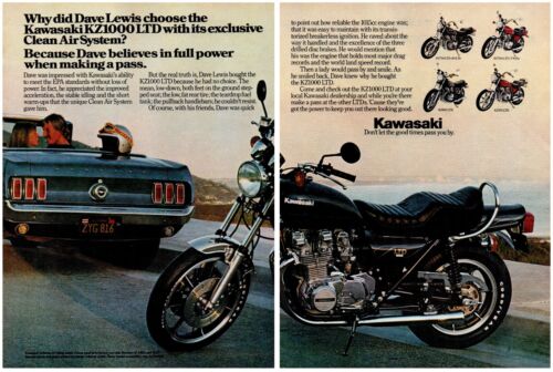 Dave Lewis Hockey Star NHL Kawasaki Motorcycle Biker Bike 2 Pg VTG Print Ad 1980 - Picture 1 of 3