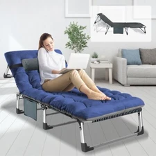MOPHOTO Camping Folding Cot Adult Sleeping Lounge Chair with Mattress Pillow