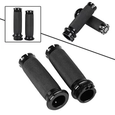 Black 1" RSD CNC Hand Grips For Harley Dyna Road King Electra Street Glide FLHX
