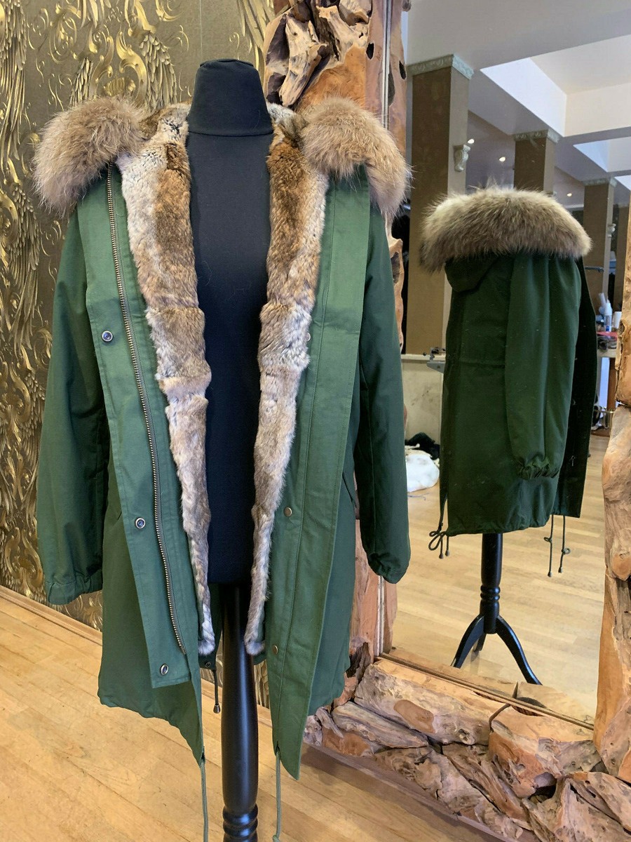 Parker Echtfell Steppmantel Echtfell Langer Daunenmantel Damen