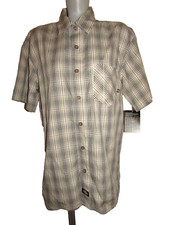 NWT, DICKIES Work Shirt Mens Medium Relaxed Fit Woven Plaid, Short Slv, Pocket