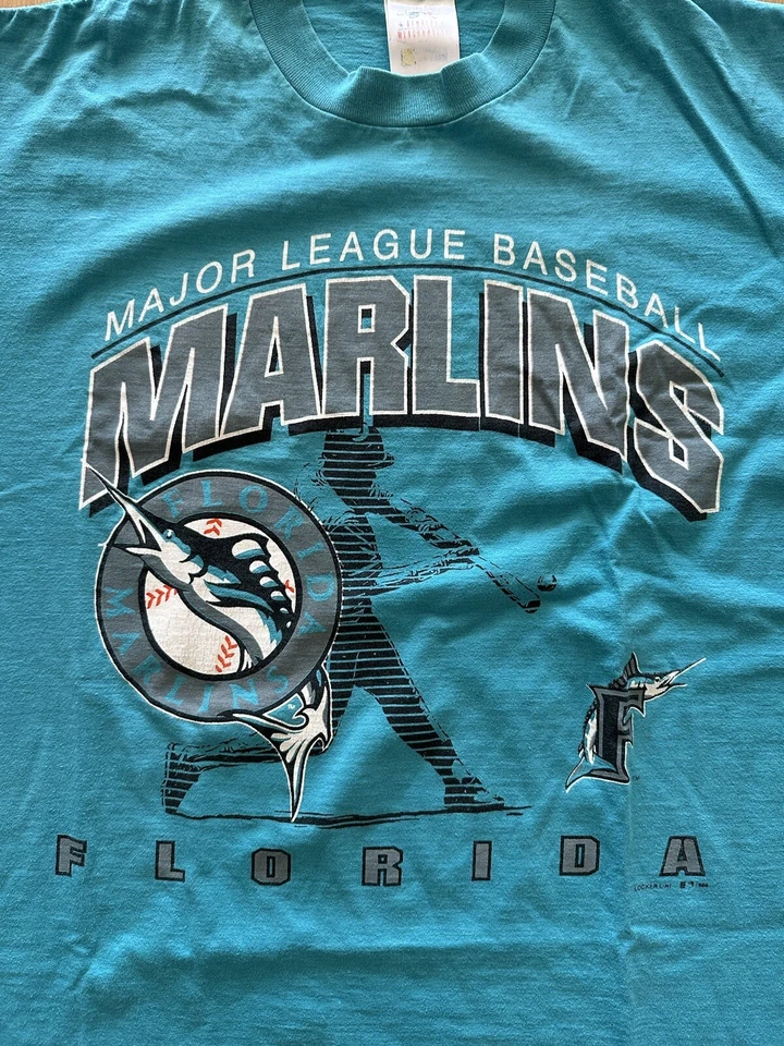 Camiseta inaugural vintage de los 90 de los Florida Marlins para hombre XL azul puntada única 1993 Foto 2 de 4