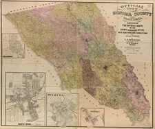 20" x 24" 1900 Official Map Sonoma County California Compiled