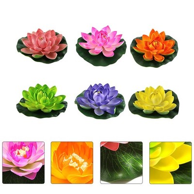 6 PCS Künstlicher Lotus Schwimmendes Wasserornament Nachahmung Von