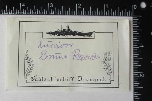 WW2 GERMAN  NAVY BATTLESHIP BISMARCK  SURVIVOR BRUNO RZONCA SIGNED CARD