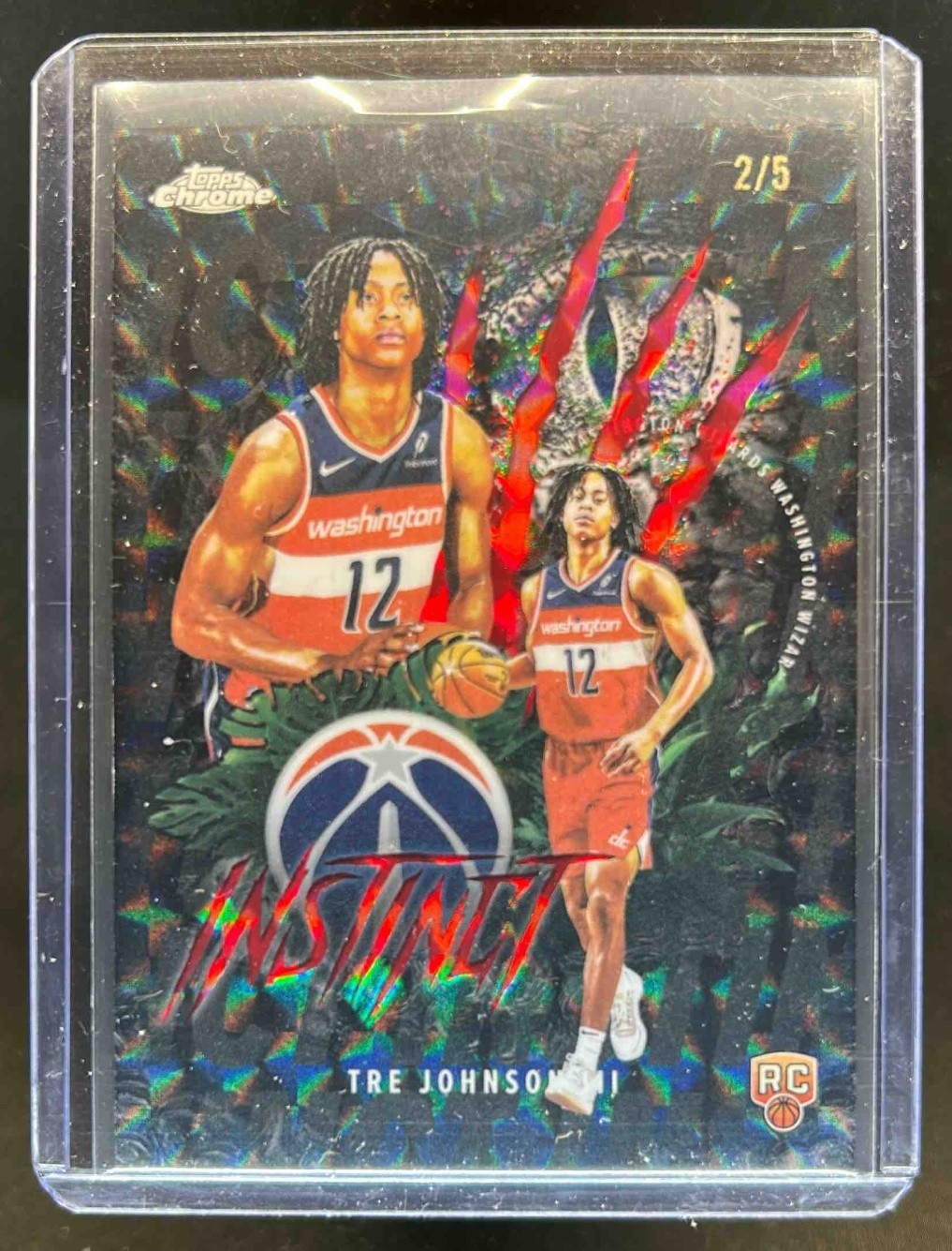 2025-26 Topps Chrome Tre Johnson III Instinct RC Geometric Red Refractor #/5