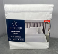 Set lenzuola Hotelier misto cotone egiziano a righe QUEEN - 500 fili - Bianco