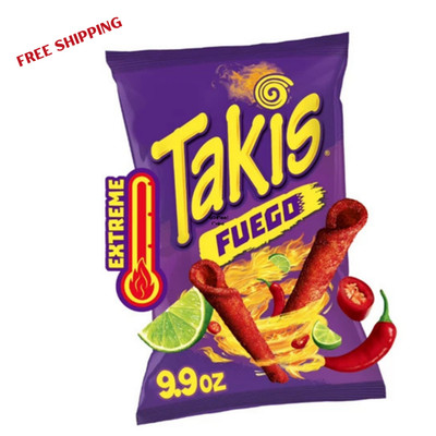 Takis Fuego Rolled Tortilla Chips, Hot Chili Pepper & Lime Flavor 9.9 oz 1 BAG**