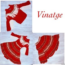 Vintage cimarron 1950s Mexican style line dancing western shirt / skirt fringe