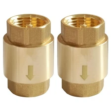 2 PCS 3/4 Inch NPT Brass In-line Spring Check Valve One-Way Non-return