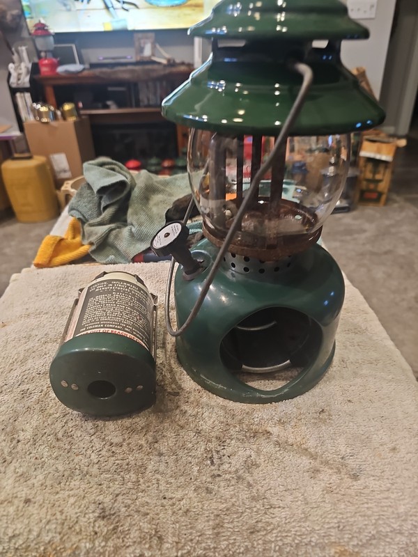 Coleman LP canister Lantern Model 5120 Dated 1-66 W/Empty Canister 