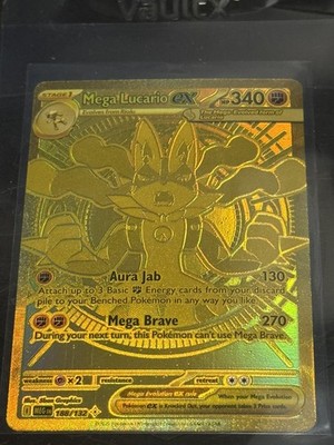 Pokémon Mega Lucario EX TCG Gold Holo Rare Card 188/132 NM PACK FRESH