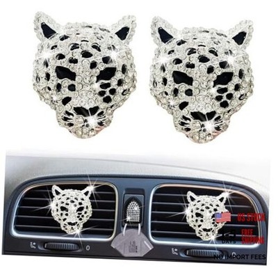 Silver Bling Leopard Air Vent Clips - Crystal Car Air Fresheners