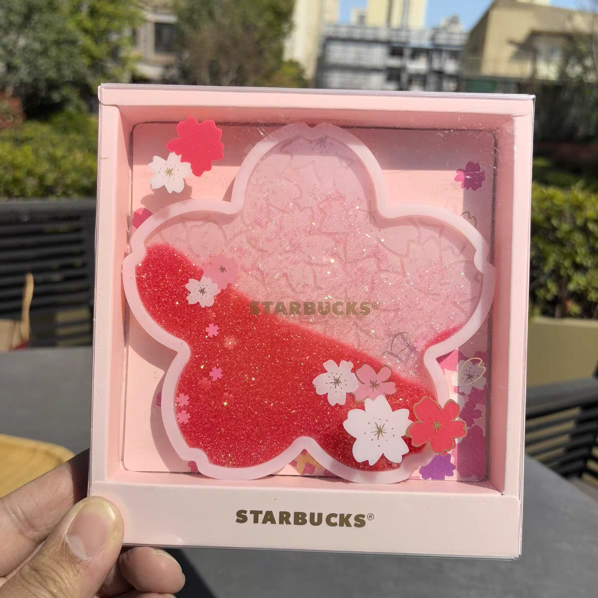 HOT Starbucks Mug Sakura Glitter Coaster Shiny Pink Cherry Blossom