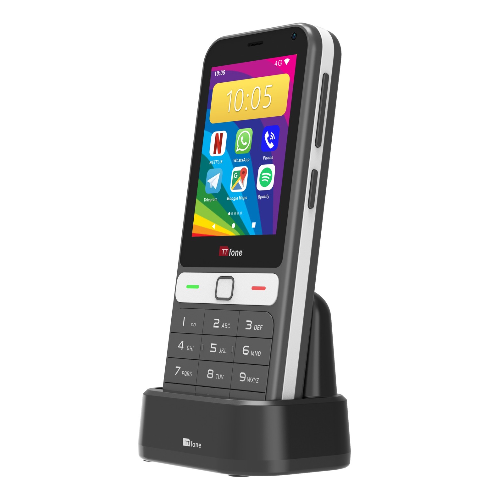 TTfone TT280 4G Compact Android Mobile Phone – 2.8" Touchscreen & Physical Keypad, Calls, Texts & Selected Apps, Dual SIM, USB-C, 2MP Camera – Unlocked - O2 with Dock Charger - Image 5