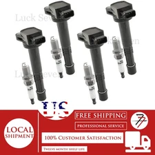 4pcs Ignition Coil and Spark Plug For 2002-2011 Honda Civic 2.0L L4