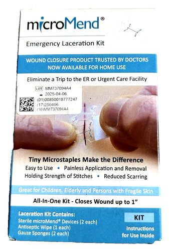 MicroMend Kit Chiusura Ferita Pelle Emergenza Primo Soccorso Riparazione Lacerazione No Punto