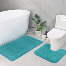Bathroom Rug Set 2 Piece, 20''X20''  34''X21'', Teal Blue