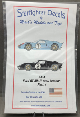 1/24  Starfighter Decals 2414 Ford GT Mk II LeMans 1966 winner Pt.1