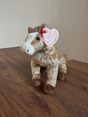 TY Beanie Baby Filly Horse 2002 Brown Sparkly Mane Plush
