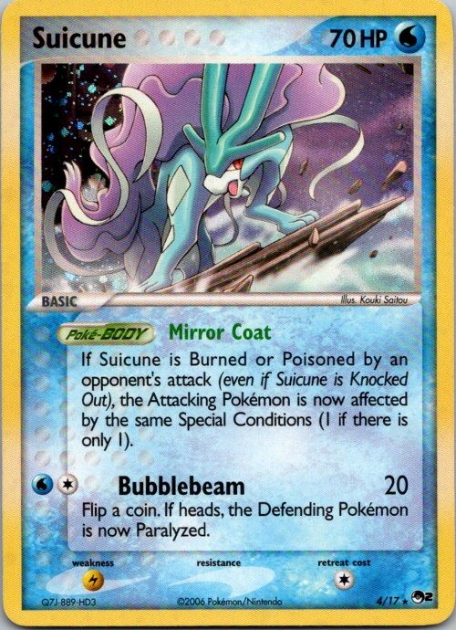 Suicune Rare POP Series 2 004/017 NM