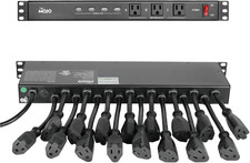 1U Rack Mount 19 Outlet PDU Power Distribution Unit Power Strip Circuit Breaker