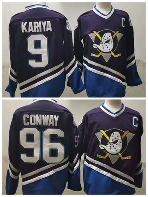 Movie Mighty Ducks Paul Kariya Conway Banks Hockey Jersey Youth