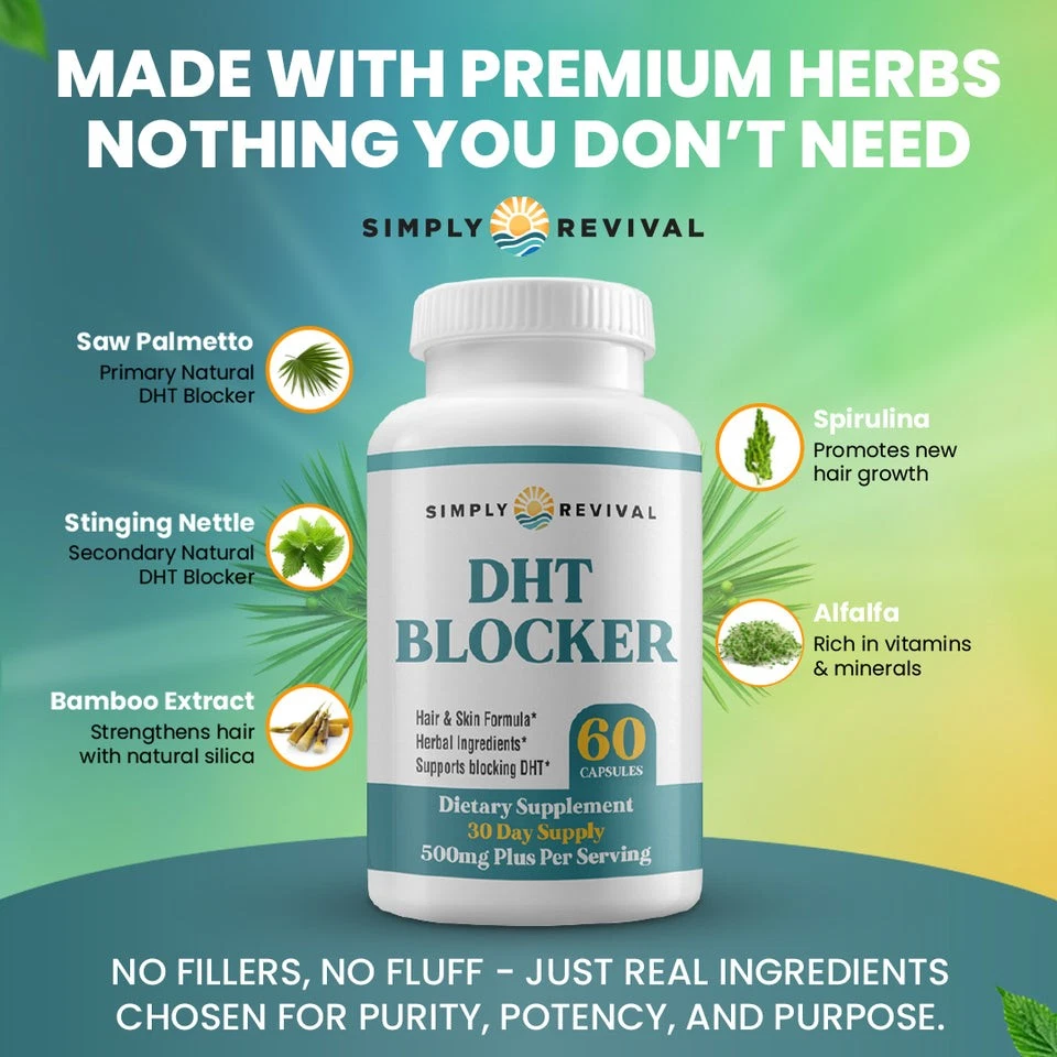 Simply Revival DHT Blocker Capsules - Hair & Skin Formula Trichology DHT Blocker - Bild 3 von 4