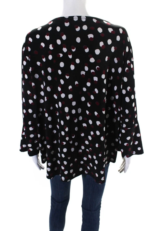 Blusa Carmen Carmen Marc Valvo Mujer Lunares Manga Volantes Negra Talla 2X Foto 3 de 4