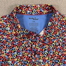 Birdie Bound Golf Polo Shirt Men's L Floral AOP Short Sleeve Stretch Performance