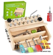 Montessori Screwdriver Board Set, Montessori Toys for 3 4 5 6 locks and keys