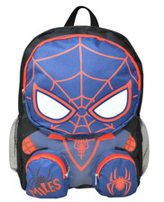 Spider-Man Miles 16" Kids Backpack 3 Zip Pockets School Bag Web Design Blue Red