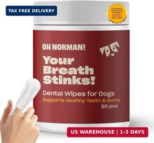 Dog Dental Finger Wipes, Fresh Breath, Vet Developed, 50 Ct  Vet-rev